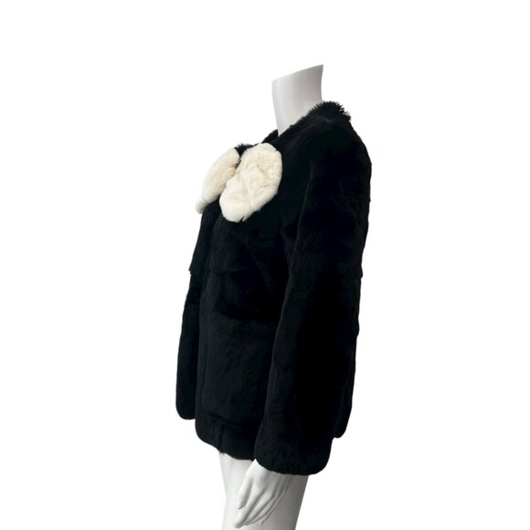 $13500 NWT Marc Jacobs Black White Bow Dyed Rabbit Fur Jacket size 8 - Picture 8 of 13